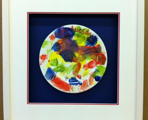 bespoke picture framing 3d objects children's hand painted plate