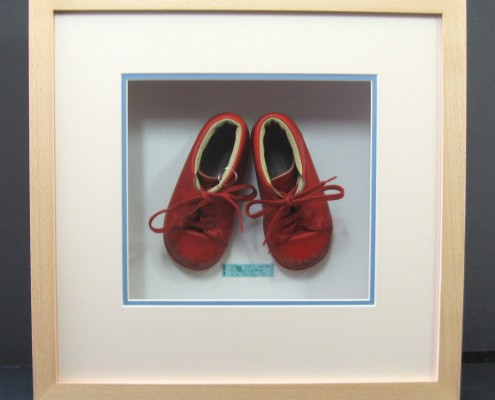 bespoke picture framing 3d objects children's shoes