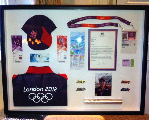 bespoke picture framing 3d objects Olympics 2012 memorabilia