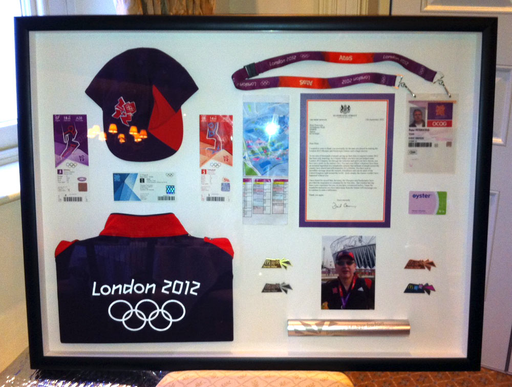 bespoke picture framing 3d objects Olympics 2012 memorabilia