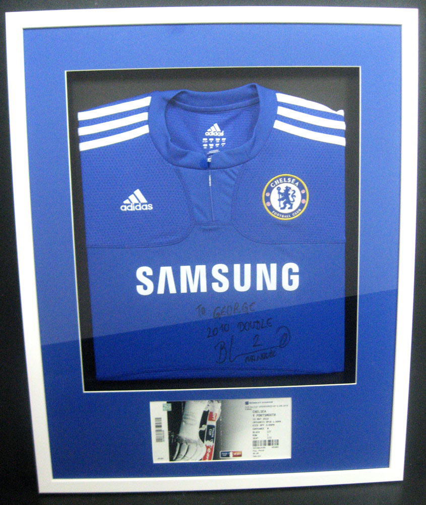 bespoke picture framing signed Chelsea shirt sports memorabilia