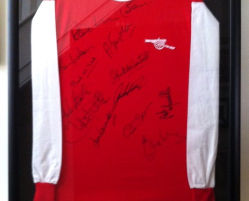 bespoke picture framing sports memorabilia signed arsenal shirt