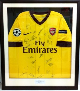 bespoke picture framing signed arsenal shirt sports memorabilia