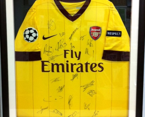 bespoke picture framing signed arsenal shirt sports memorabilia